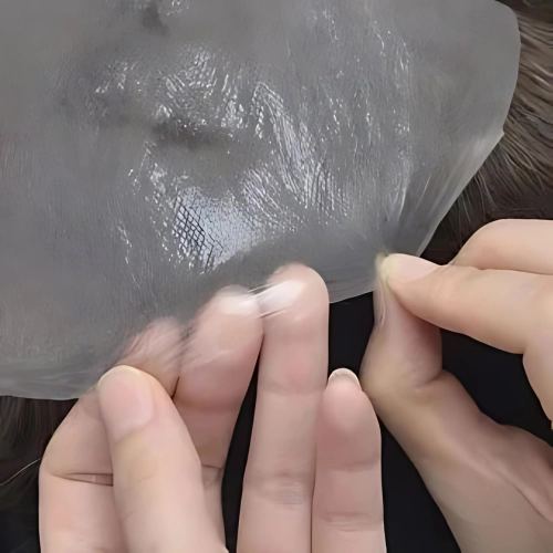 Men's Hair System, 0.08mm PU Base, V-Loop Hairline (Natural Black)